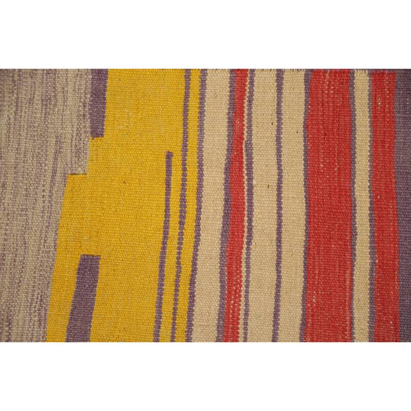Hand Woven Oriental 100% Wool Carpet Southwestern Tribal Yellow & Gold Kilim Area Rug - 5' 0'' X 3' 3''