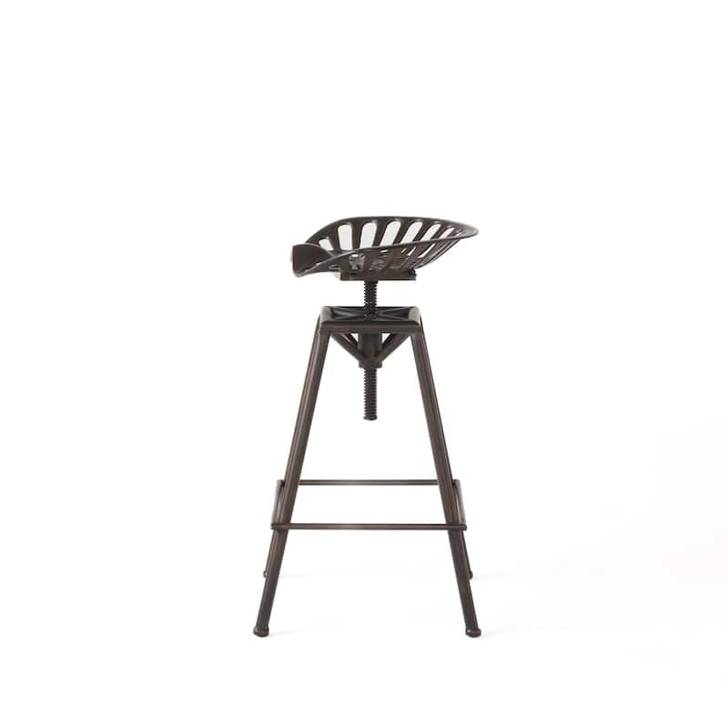 HomeRoots Bronze Iron Backless Adjustable Height Swivel Bar Chair