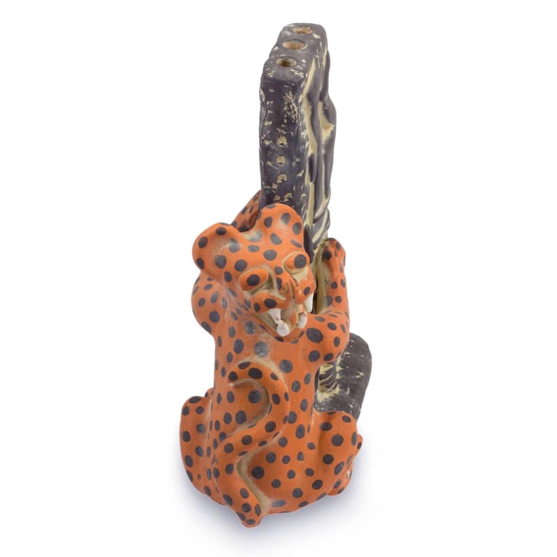 Ceramic sculpture, 'Olmeca Jaguar with Human'