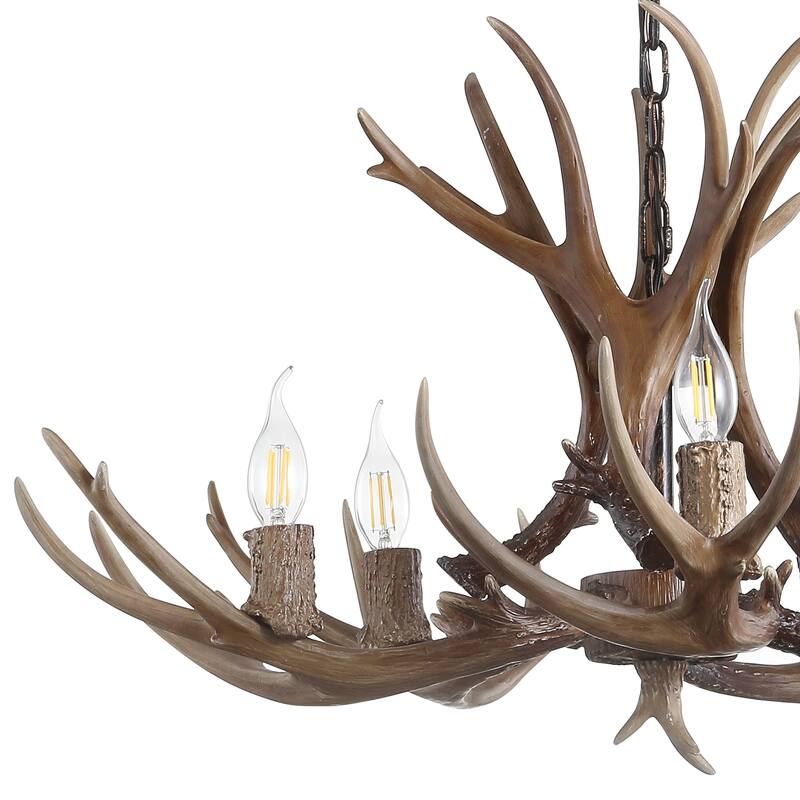 Apollo Adjustable Resin Antler 5-Light LED Chandelier, by JONATHAN Y - 30"