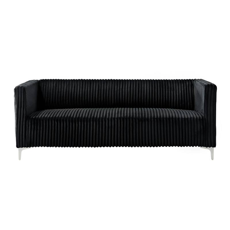 Clayfell Gavin 2-Piece Velvet Living Room Set with Loveseat and Sofa, Square Arm Design, Channel Tufted Upholstery