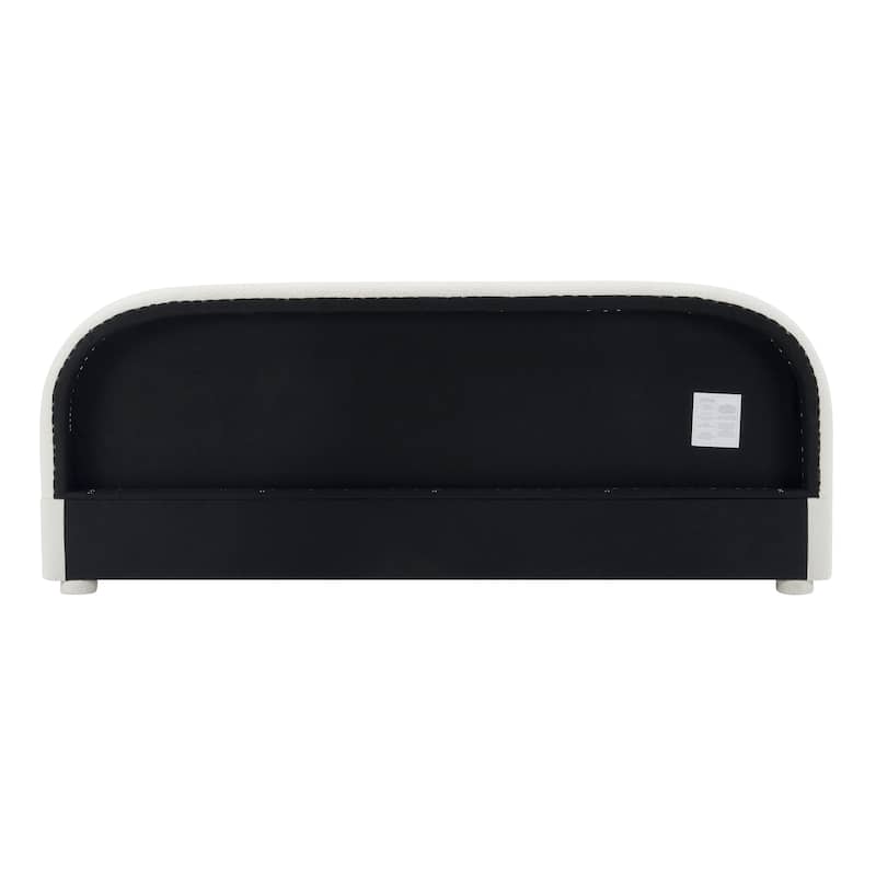 Christopher Knight Home - Dreamy Simple Modern Cream Boucle Upholstered King Bed with Curved Headboard
