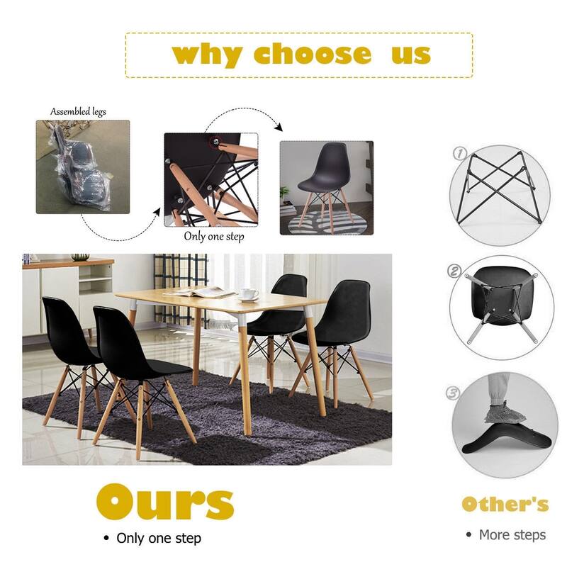 4-Piece Dining Chair Set with ABS Seat and Stylish Beech Wood Legs for Home or Office Use - 22" x 18.5" x 32" (D x W x H)