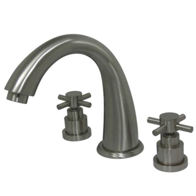 Kingston Brass Widespread Deck Mounted Roman Tub Filler with Metal
