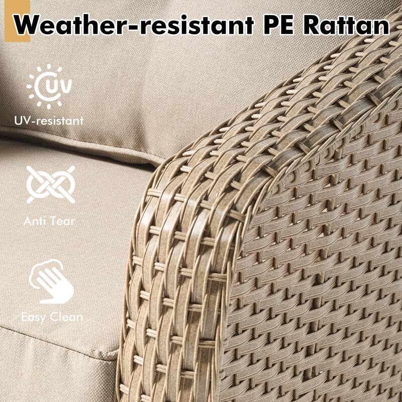 XIZZI 3-Piece Outdoor Chairs Wicker Swivel Rocker with Cushions