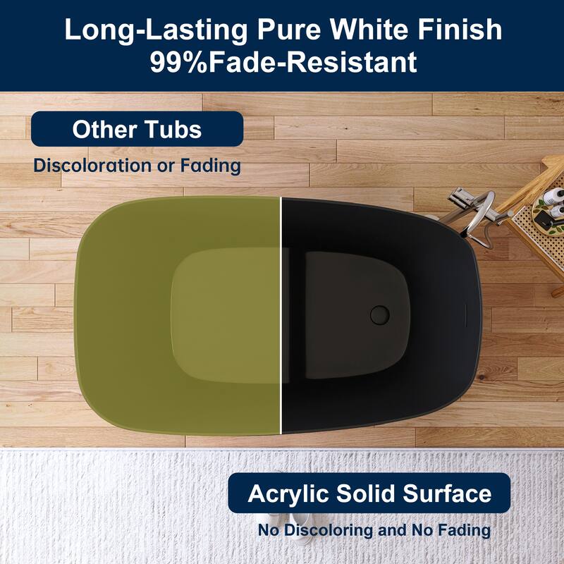 MEDUNJESS 51'' Freestanding Bathtub Solid Surface Soaking Tub