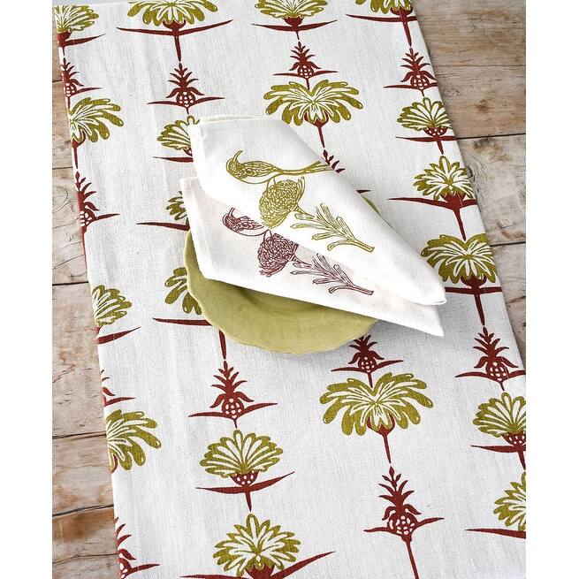 French Home Tropical Garden Table Runner - Crimson and Chartreuse