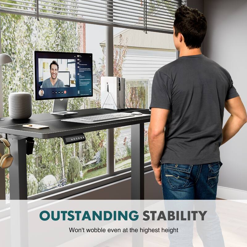 Electric Standing Desk - Adjustable Height Computer Workstation with Memory Settings for Home Office, Gaming & Study