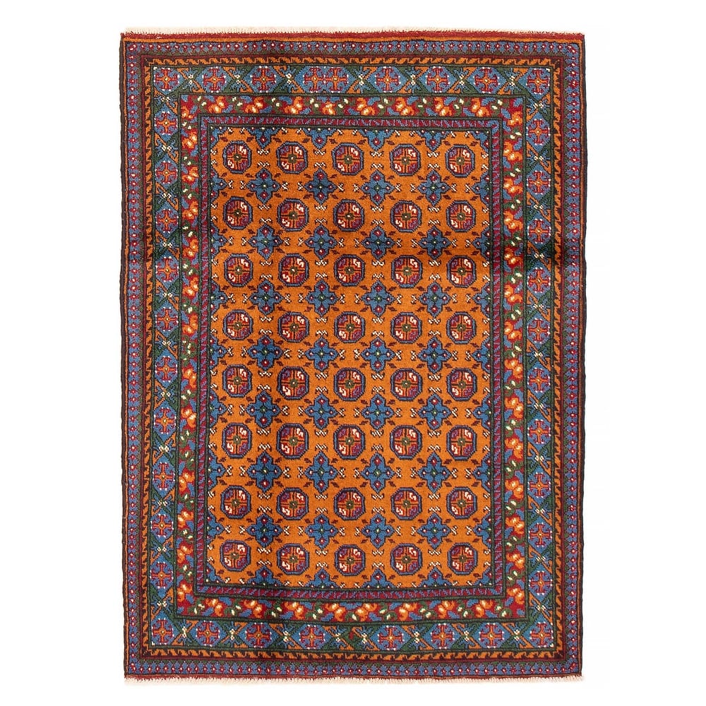 ECARPETGALLERY Hand-knotted Uzbek Kargahi Burnt Orange Wool Rug - 4'0 x 5'8