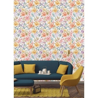 Floral Pattern in Pastel Colors Peel and Stick Wallpaper - Overstock ...
