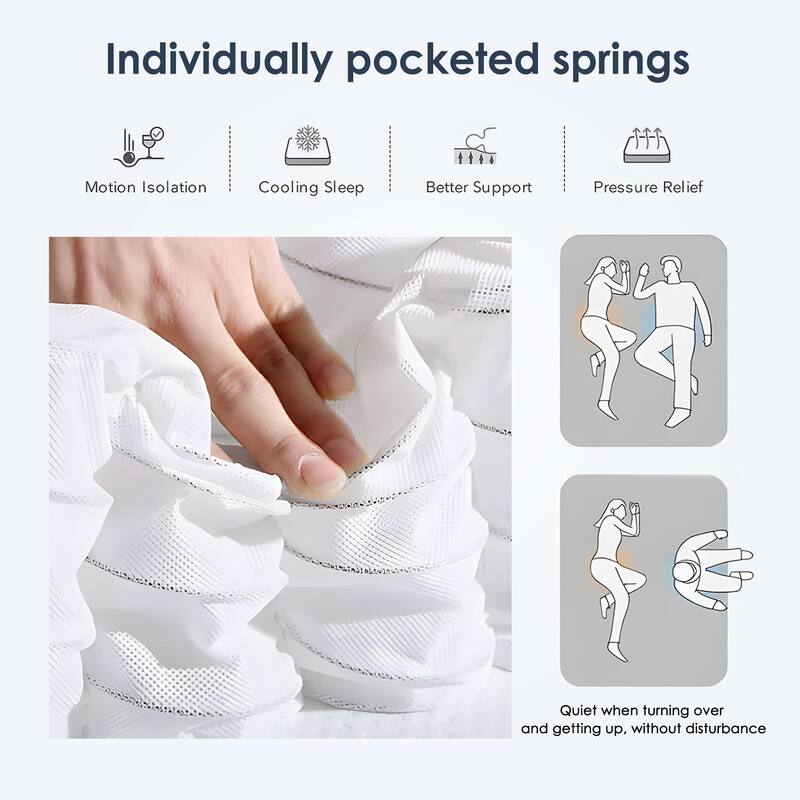 12 Inch Hybrid Mattress Individually Pocketed Innerspring（Twin/Full/Queen/King）