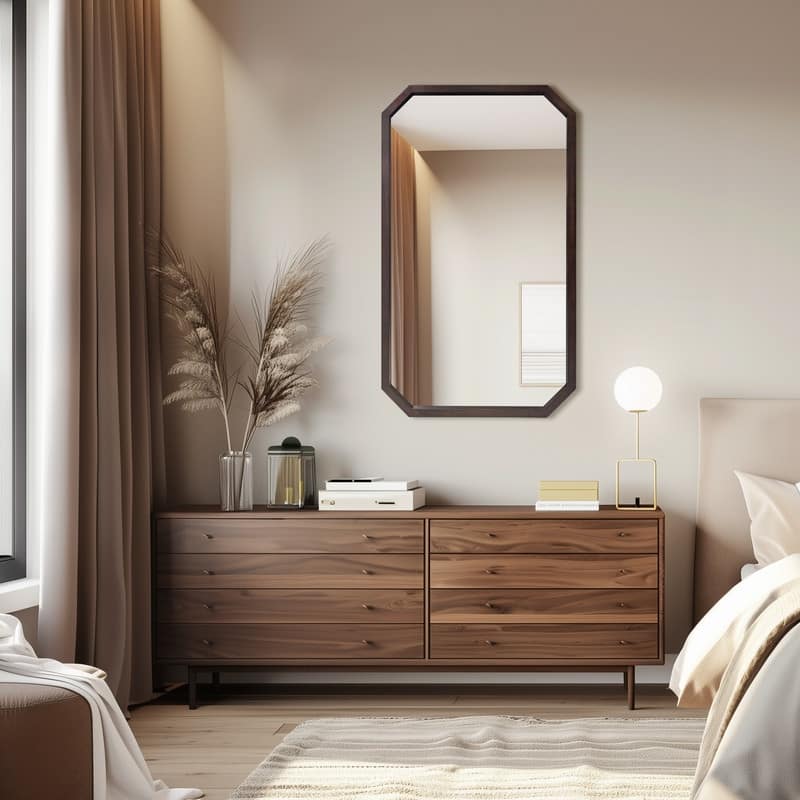 Rustic Wood Bathroom Mirrors for Wall Mounted for Living Room or Bedroom Vanity Mirror