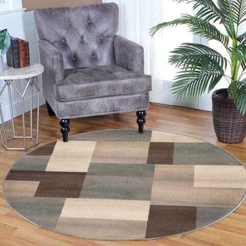 Geometric Color Block Modern Plush Indoor Area Rug or Runner by Superior