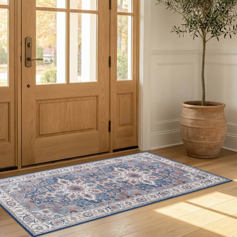 Wyatt & Ash Dream Mink Printed Chenille Rugs - Navy - 24" x 72"/24" x4 8"