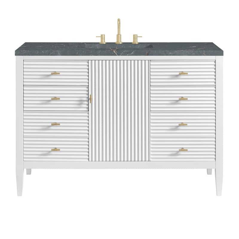 James Martin Vanities 485-V48-3PBL Myrrin 48" Single Basin Wood Vanity - Bright White - Painted