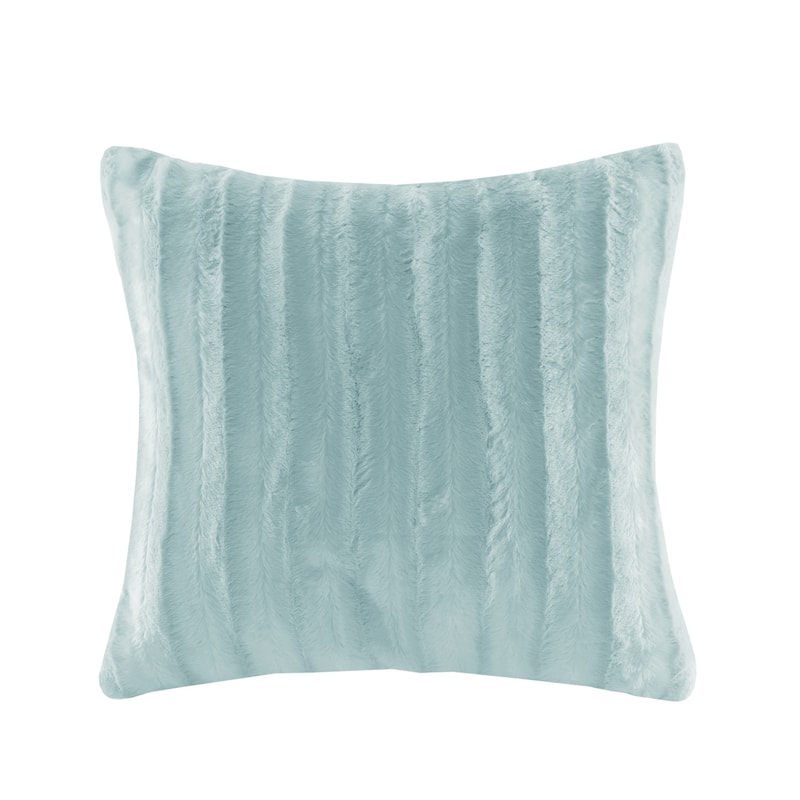 Madison Park Duke Faux Fur Square Throw Pillow - Blue