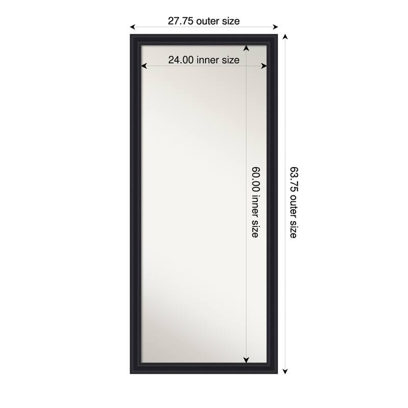 Dalat Non-Beveled Framed Full-Length Floor Leaner Mirror - 28 x 64 in - Dalat Black