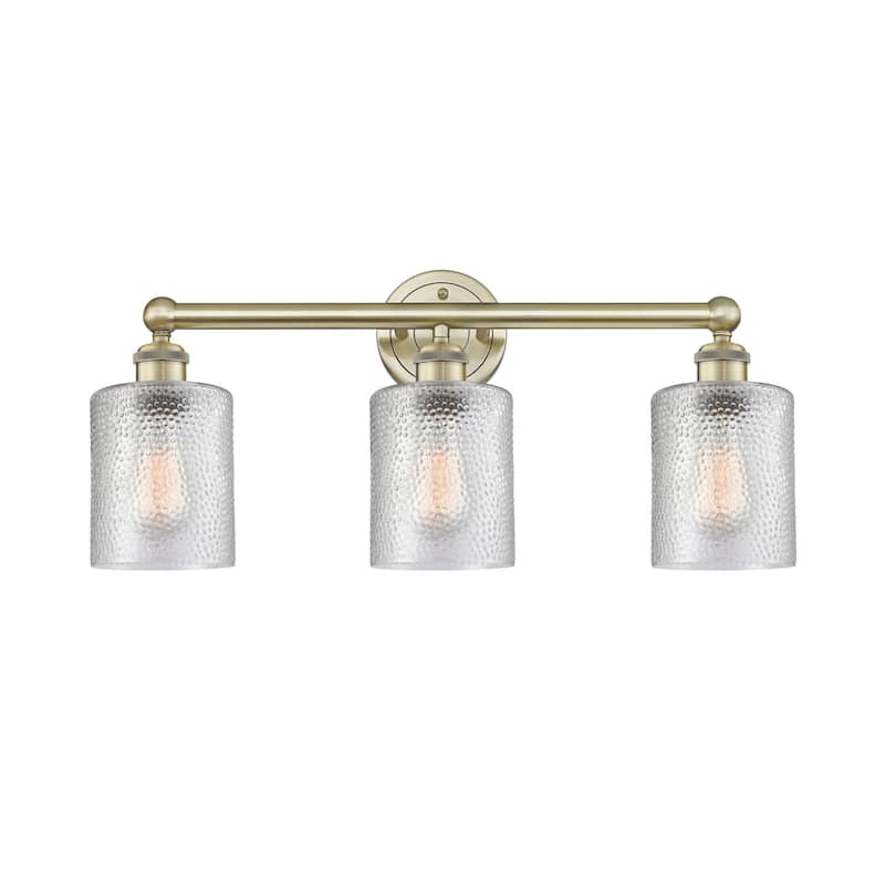 Innovations Lighting 616-3W-12-23 Cobbleskill Vanity Cobbleskill 3 - Antique Brass / Clear