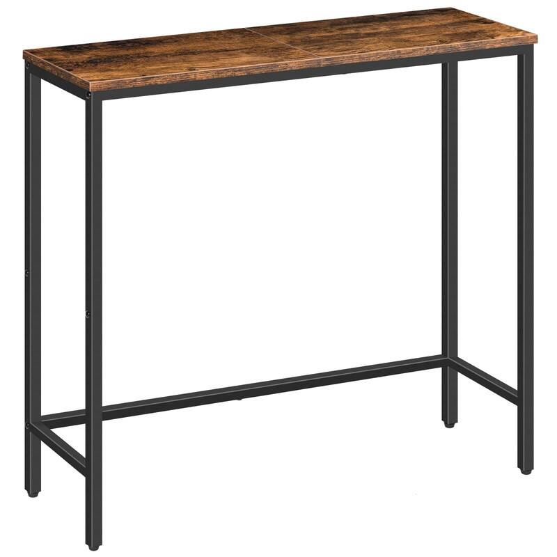 Narrow Console Table, 29.5" Small Entryway Table, Thin Sofa Table, Side Table - Rustic Brown + Black