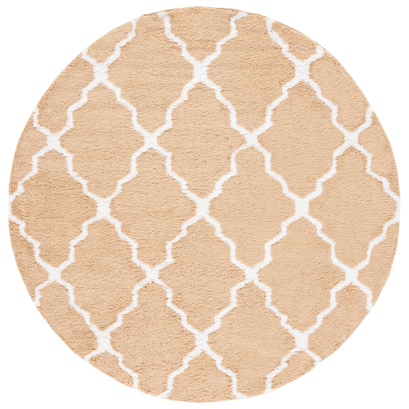 SAFAVIEH Berber Shag Eufrozina Rug - 7' Round - Dark Beig/Ivory