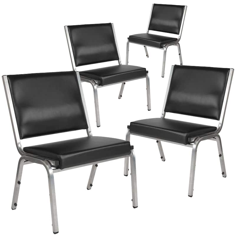 4 Pack HERCULES Series 950 lb. Rated Black Fabric Bariatric Medical Reception Chair