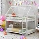 preview thumbnail 1 of 13, House Bed Design Twin over Twin Low Bunk Bed, House Bed with Ladder White