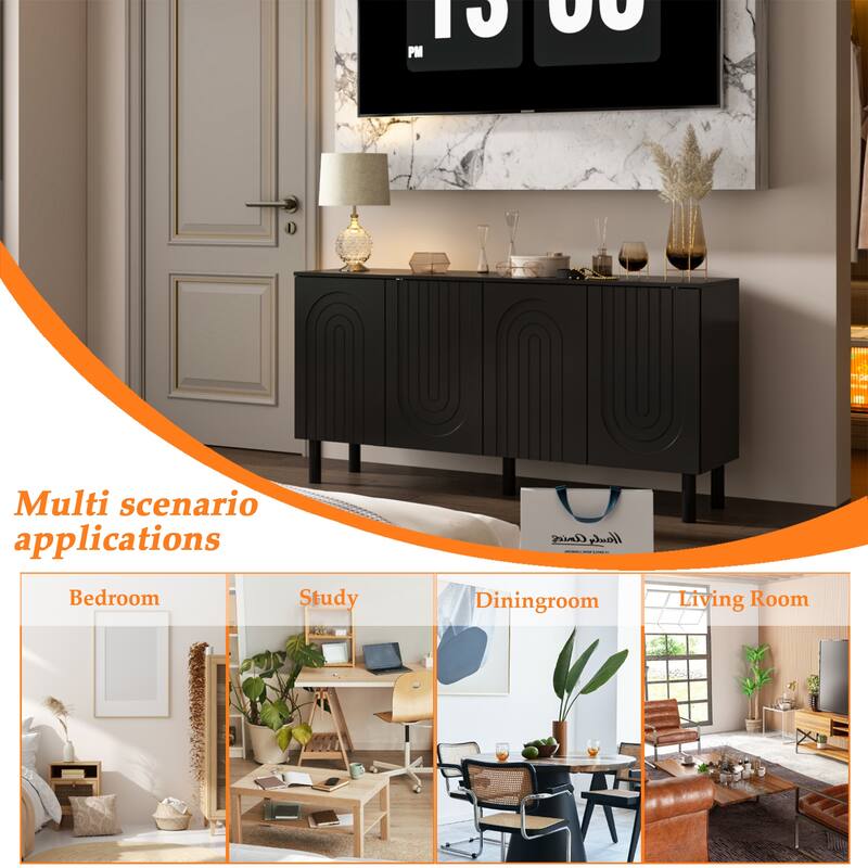 White Sideboard Bookcase Kitchen Cabinet Buffet Credenza End Table Whie/Black
