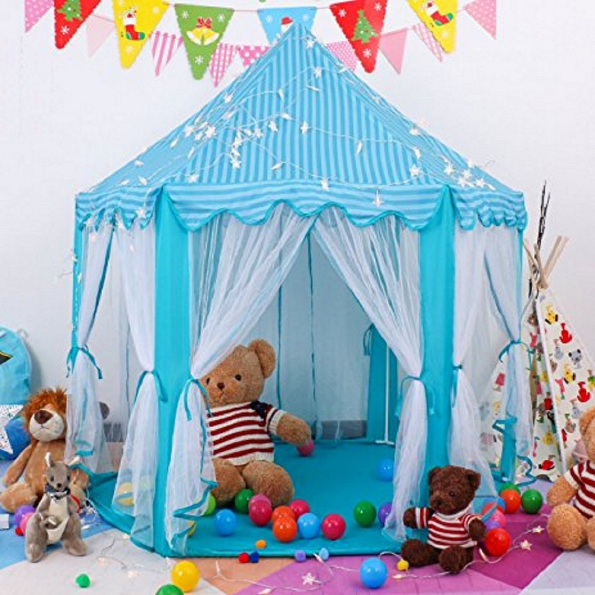 55'' x 53'' Girls Large Princess Castle Play Tent with Star