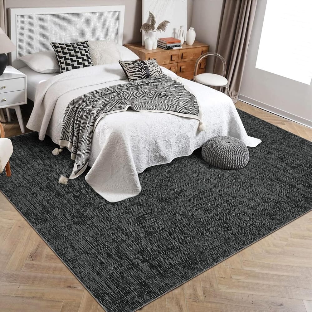 Modern Abstract Area Rug for Living Room, Throw Floor Carpet for Home Décor, Black - 2' x 3'