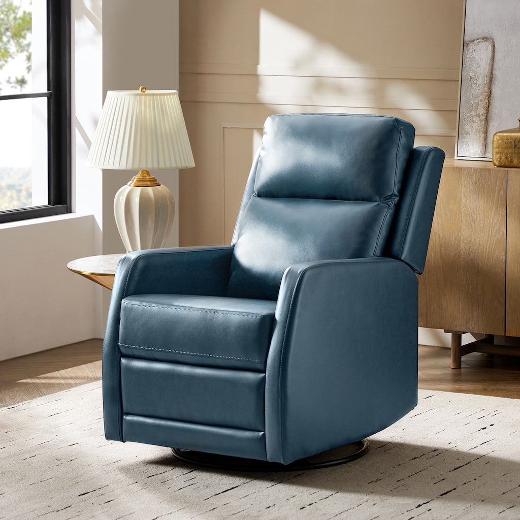 Esteban Modern Faux Leather Manual Rocking Swivel Recliner with Wingback and High-resiliency Foam Cushions