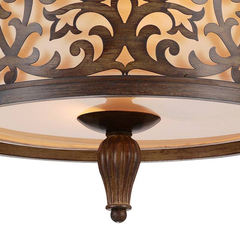 Nicole 3 Light Drum Shade Flush Mount With Brushed Chocolate Finish - Brushed Chocolate