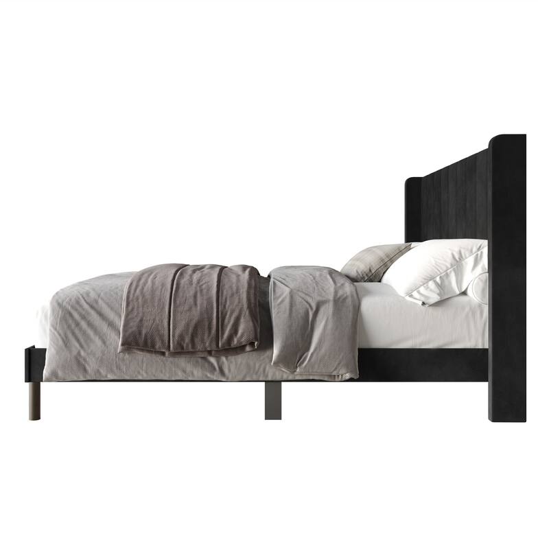 Clayfell Herrin Upholstered Wingback Panel Bed