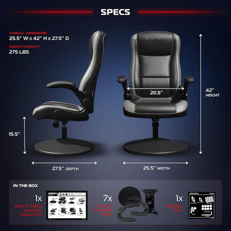 RESPAWN 800 Gaming Chair Floor, Swivel Rocker Gaming Chair, High Back Ergonomic Floor Gaming Chair for Kids and Adults