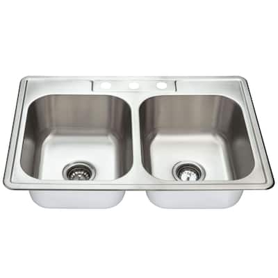 Fine Fixtures Stainless Steel Equal Double Bowl Sink