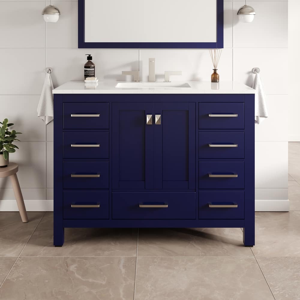 Eviva Aberdeen 42"W x 22"D Bath Vanity with Carrara Quartz Top