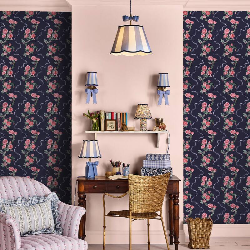 Cath Kidston Rose Flutter Navy Wallpaper