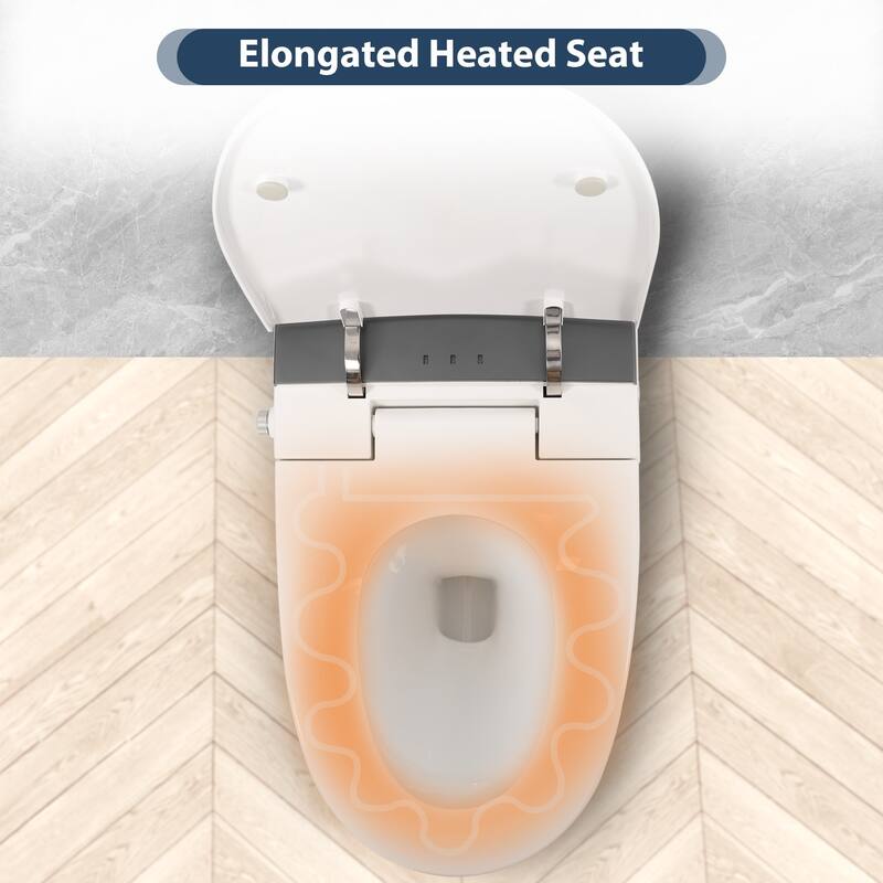 Heated Seat Smart Toilet, One Piece Toilet, Automatic Flush Tankless Toilet without Bidet