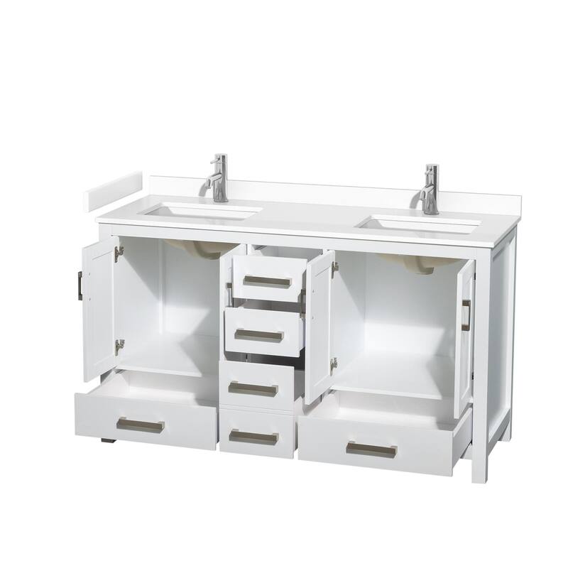 Wyndham Collection Sheffield 60" Double Bathroom Vanity, Carrara