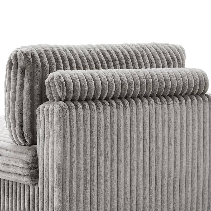 42" W Plush Corduroy Upholstered Chaise Lounge Sleeper for Living