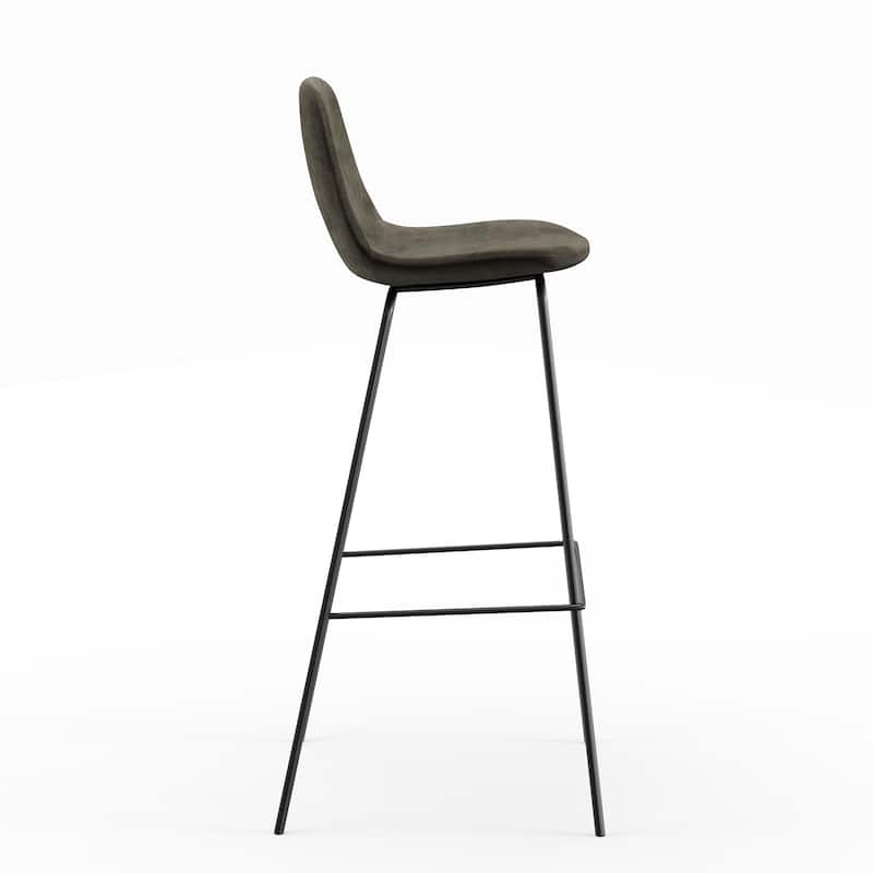 Maxine Velvet Bar Height Stools Black Legs (Set of 2)