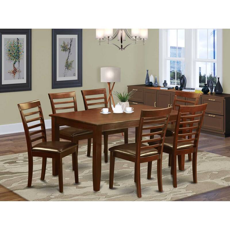 Dining Room Furniture Set 7 Piece Table & Chairs Eclectic Style Mahogany Finish