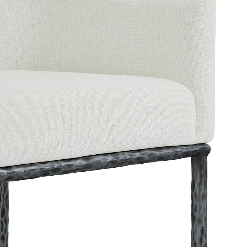 Christopher Knight Home - Ameson Artisan Upholstered Dining Chairs Set with Amrest, Hammered Metal Legs & Padded Seat