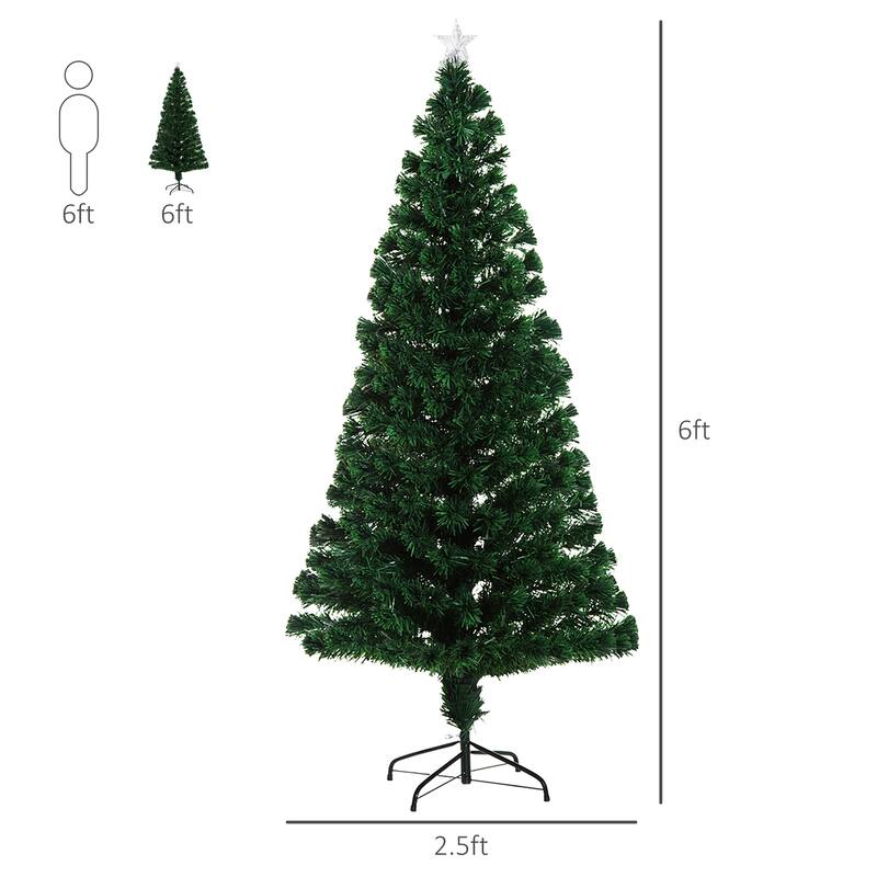 HOMCOM 6 ft. Color-Changing Lighted Christmas Tree with Stand - 6 Foot