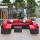 preview thumbnail 15 of 36, Ainfox Outdoor Sofa Sectional Set Patio Wicker Sofa Set 11PCS-RED