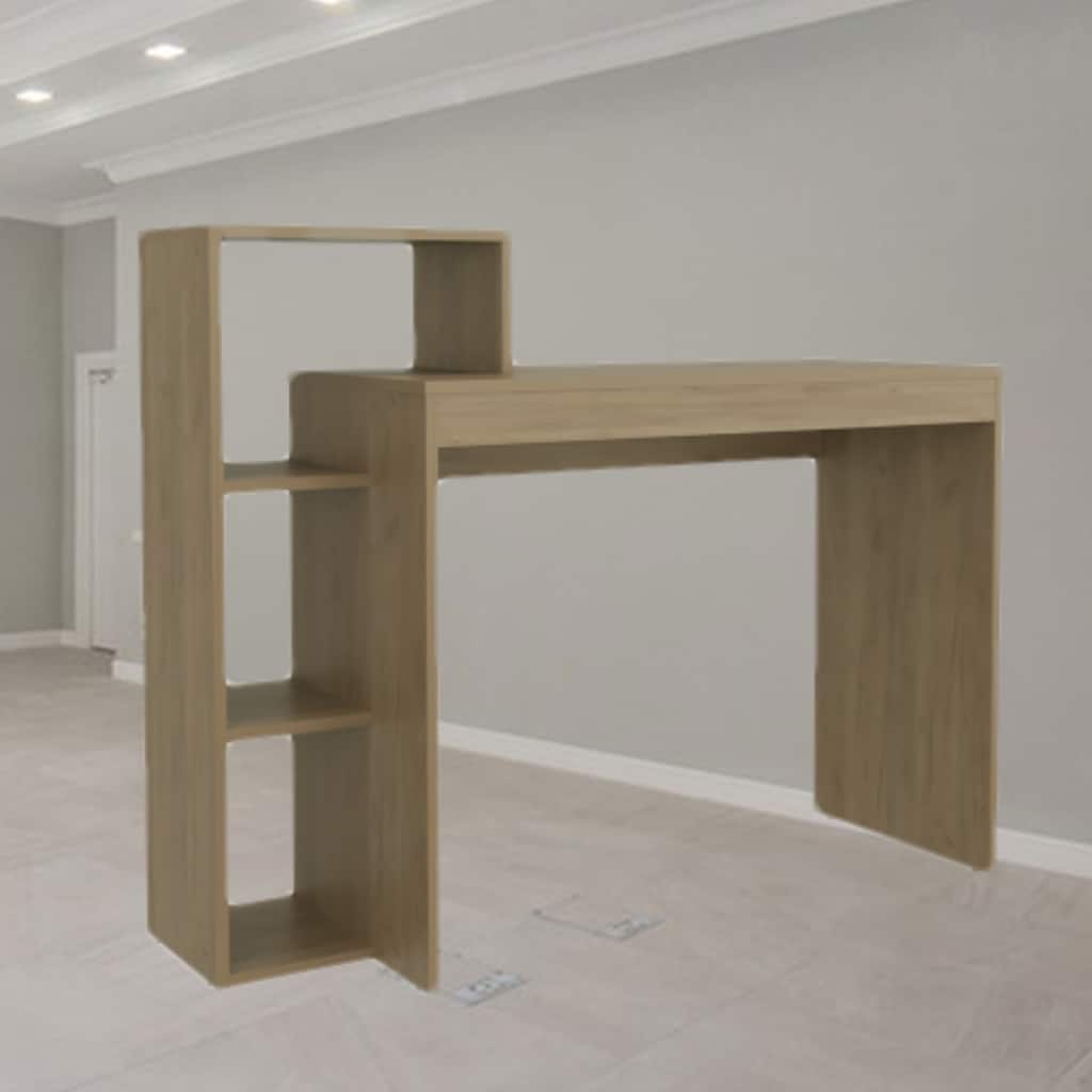 Compact 43" Computer Desk with 4 Shelves for Office Storage - Modern Design for Small Spaces and Organizing