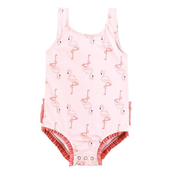slide 1 of 1, Hudson Baby Girls Baby Swimsuit, Pink Flamingo 12-18 Months - Pink Flamingo Baby
