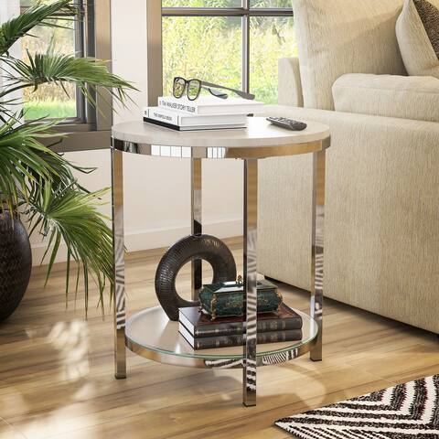 Furniture of America Qule Contemporary Chrome 22-inch 1-shelf Side Table