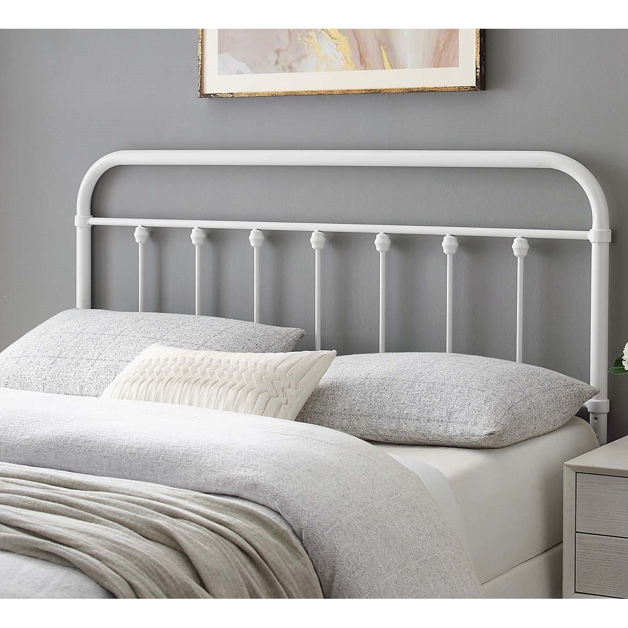 Ellen Classic Queen Size White Metal Headboard Bed Bath Beyond 31579166