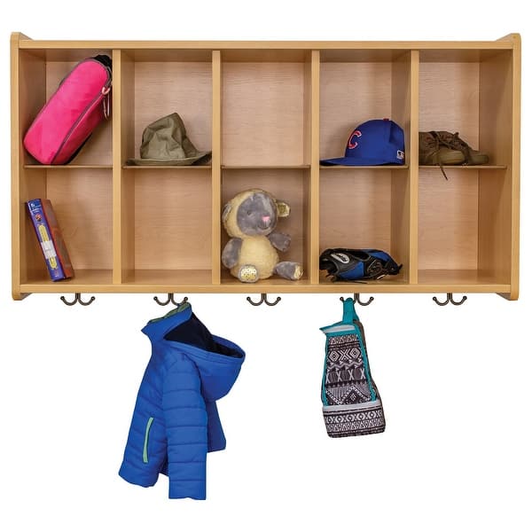 slide 2 of 7, Tot Mate Laminate Wall Cubbie Storage - 46" x 15" x 26" Assembled - Maple