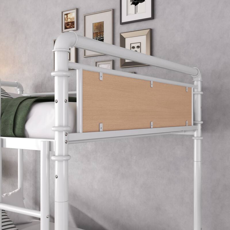Twin XL Over Twin XL Metal Bunk Bed with Detachable Design, Safety Guard Rails and Storage Space